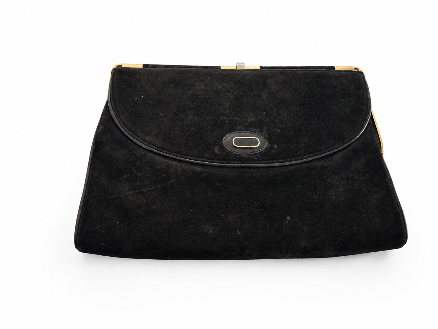 Vintage Black Suede Clutch